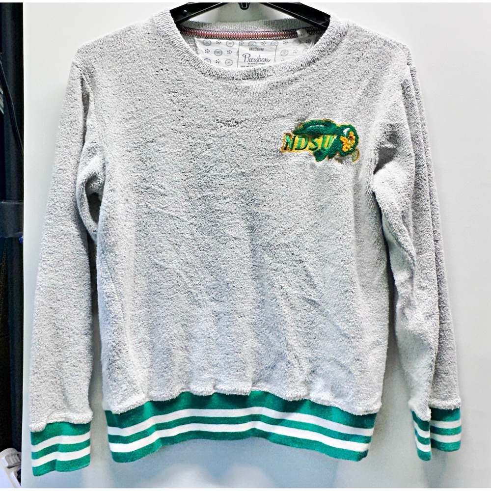 Pressbox NDSU Bison Terry Sweatshirt Gray Green Womens Size M NCAA
